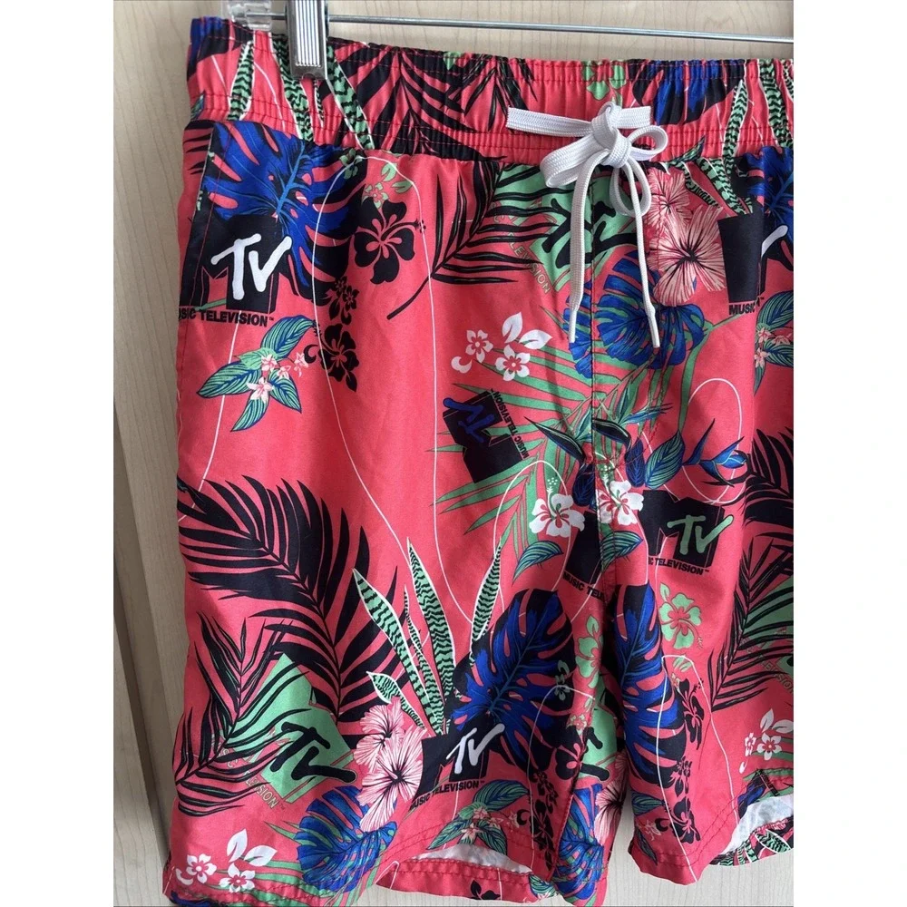 MTV 2017 Men's Swim Shorts Mesh Lined Elastic Waist Two Side Pockets Size Large‎